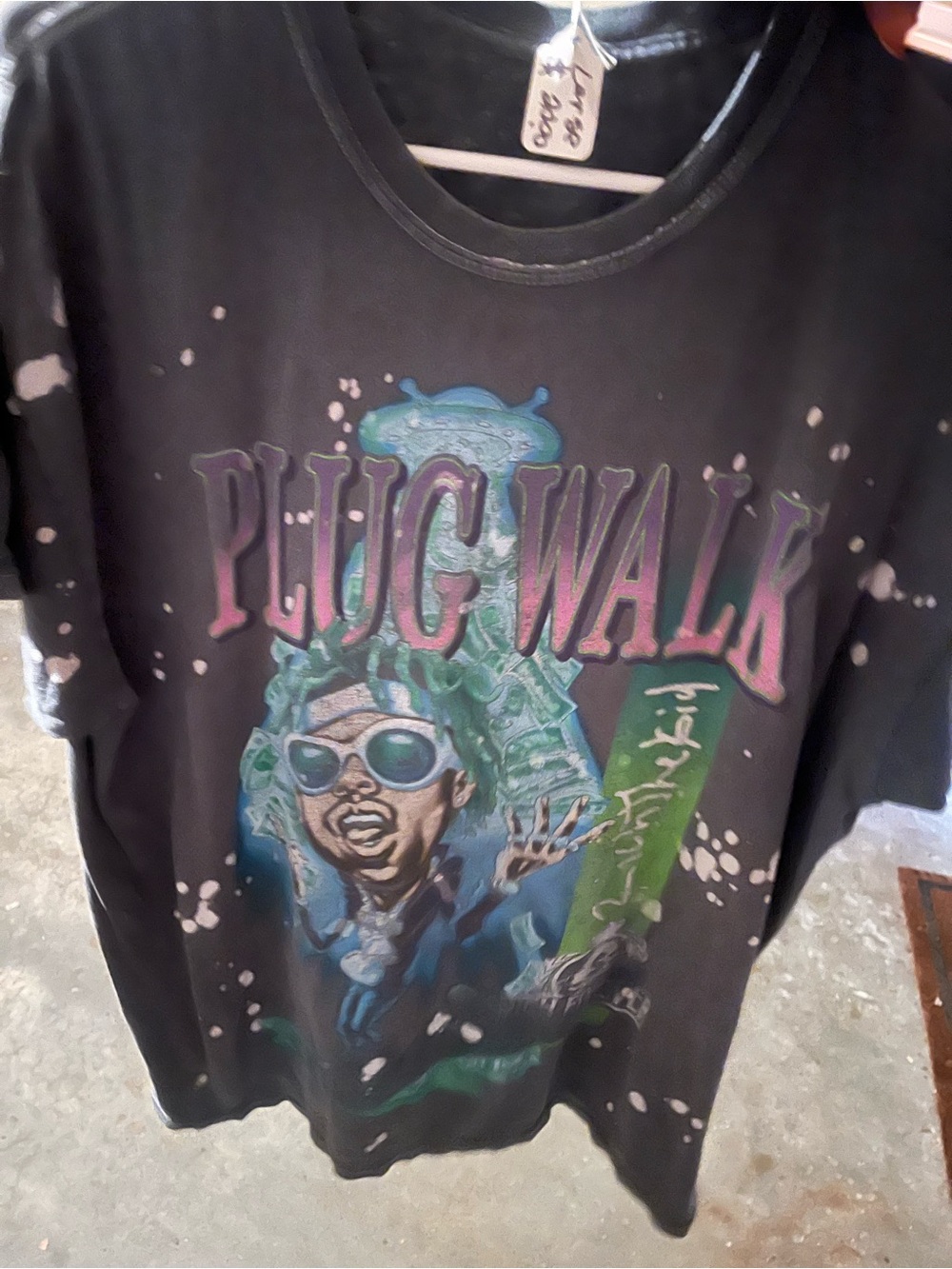 Plug Walk Graphic Tee - Black with Pink & Green Print